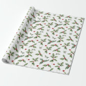 Papier Cadeau Houx de Noël et Gui (Déroulé)