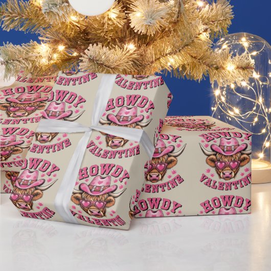 Papier Cadeau Howdy Valentine Cow Valentines Da&y Coquette Love (Vacances)