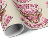 Papier Cadeau Howdy Valentine Cow Valentines Da&y Coquette Love (Coin rond)