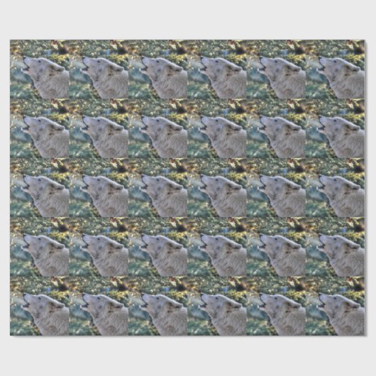 Papier Cadeau Howling Arctic Wolf in Winter Photo (Plat)