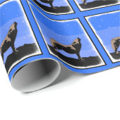 Papier Cadeau Howling Wolf en hiver - Art faunique original (Coin rond)