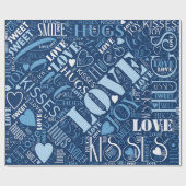 Papier Cadeau Hugs and Kisses Word Cloud Blue ID286 (Plat)