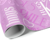 Papier Cadeau Hugs and Kisses Word Cloud Orchid ID286 (Coin rond)