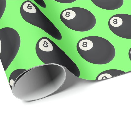 Papier Cadeau Huit boule Y2K Snooker 90s néon citron vert (Coin rond)