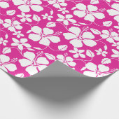 PAPIER CADEAU HULA HAÏIENNE (HIBISCUS) PAPIER EN ROSE CHAUD (Coin)