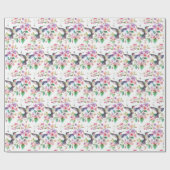 Papier Cadeau Hummingbirds Fleurs Motif de couronne (Plat)