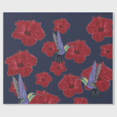 Papier Cadeau Hummingbirds Hibiscus Floral Art (Plat)