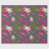 Papier Cadeau Hummingbirds Tropical Rainforest Colorful Print (Plat)