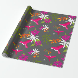 Papier Cadeau Hummingbirds Tropical Rainforest Colorful Print