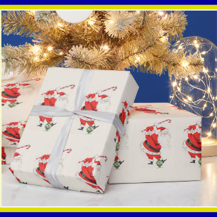Papier Cadeau Humour amusant Retro Père Noël Plays Golf