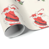 Papier Cadeau Humour amusant Retro Père Noël Plays Golf (Coin rond)