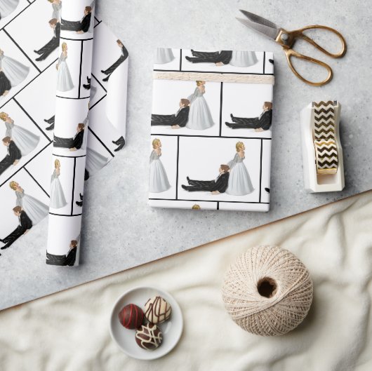 Papier Cadeau Humour mariage avec mariée et chambre (Artisanat)