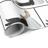 Papier Cadeau Humour mariage avec mariée et chambre (Coin rond)