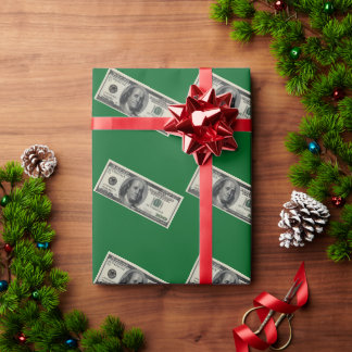 Papier Cadeau Hundred Dollar Bill Green Wrapping Paper
