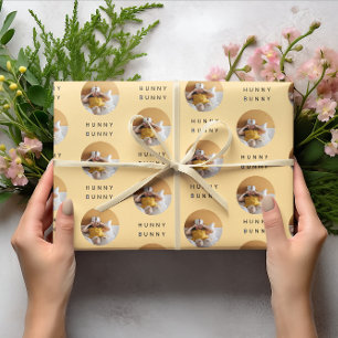 Papier Cadeau Hunny Bunny Photo Pâques Orange   Personnalisé