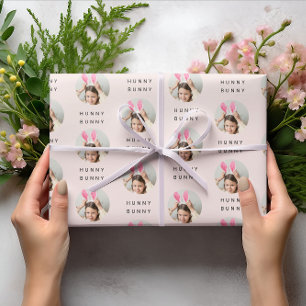 Papier Cadeau Hunny Bunny Photo Pâques rose