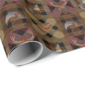 Papier Cadeau Hunt Club Plaid With Wildlife Game (Coin rond)