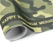 Papier Cadeau Hunter Woods Camo Ajouter texte et nom Anniversair (Coin rond)