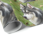 Papier Cadeau Husky (Coin rond)