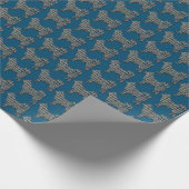 Papier Cadeau Husky Siberian Chien Y&B Grille Bleu (Coin)