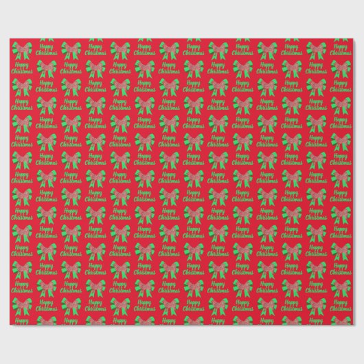 Papier Cadeau Husky Siberian Christmas Chien & Green Bow Red (Plat)