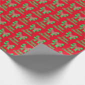 Papier Cadeau Husky Siberian Christmas Chien & Green Bow Red (Coin)