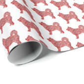 Papier Cadeau Husky Sibérien Chien de Noël Silhouette Blanc (Coin rond)