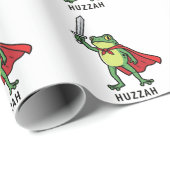 Papier Cadeau Huzzah Frog Chevalier Drôle Citation mème épée (Coin rond)