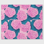 Papier Cadeau Hydrangea aquarelle motif, rose et bleu (Plat)