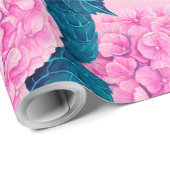 Papier Cadeau Hydrangea aquarelle motif, rose et bleu (Coin rond)
