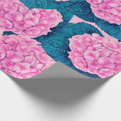 Papier Cadeau Hydrangea aquarelle motif, rose et bleu (Coin)