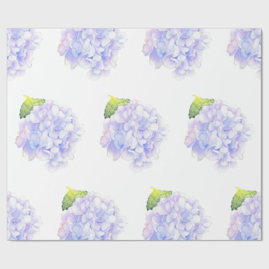 Papier Cadeau Hydrangea Aquarelle Vignette Motif (Plat)