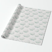 Papier Cadeau Hydrangea Blanc Élégant Sarcelle (Déroulé)