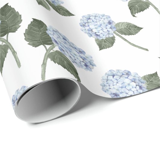 Papier Cadeau Hydrangea Bleue Fleurie (Coin rond)