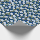 Papier Cadeau Hydrangea Bleue Texture de Lin Été Jardin (Coin)