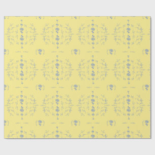 Papier Cadeau Hydrangea Block Motif jaune et bleu