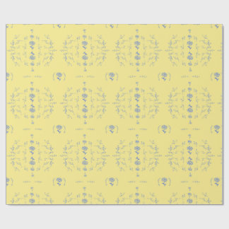 Papier Cadeau Hydrangea Block Motif jaune et bleu
