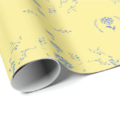 Papier Cadeau Hydrangea Block Motif jaune et bleu (Coin rond)