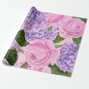 Papier Cadeau Hydrangea et motif de pivoine
