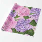 Papier Cadeau Hydrangea et motif de pivoine (Déroulé)