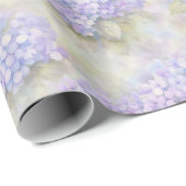 Papier Cadeau Hydrangea Floral Gift Wrap | Elegant Blue & Lilac (Coin rond)