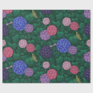 Papier Cadeau Hydrangea Garden Pewter Large papillon ensoleillé