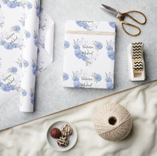Papier Cadeau Hydrangea Heart Personnalisé Noms Mariage