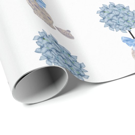 Papier Cadeau Hydrangea Hydrangée Topiary Ginger jar (Coin rond)