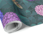 Papier Cadeau Hydrangea Moonlit Moth Garden Pewter Large (Coin rond)