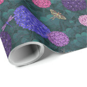 Papier Cadeau Hydrangea Moonlit Moth Garden Pewter Medium (Coin rond)