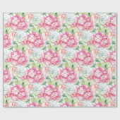 Papier Cadeau Hydrangea Rose Pâle Découpage Botanique Artisanal (Plat)
