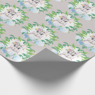 Papier Cadeau Hydrangea Wreath Bunny Elégant design de Pâques