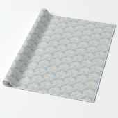 Papier Cadeau Hydrangeas blanches de mariage sur fond bleu clair (Déroulé)
