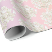 Papier Cadeau Hydrangeas blancs de mariage sur un arc-en-ciel do (Coin rond)